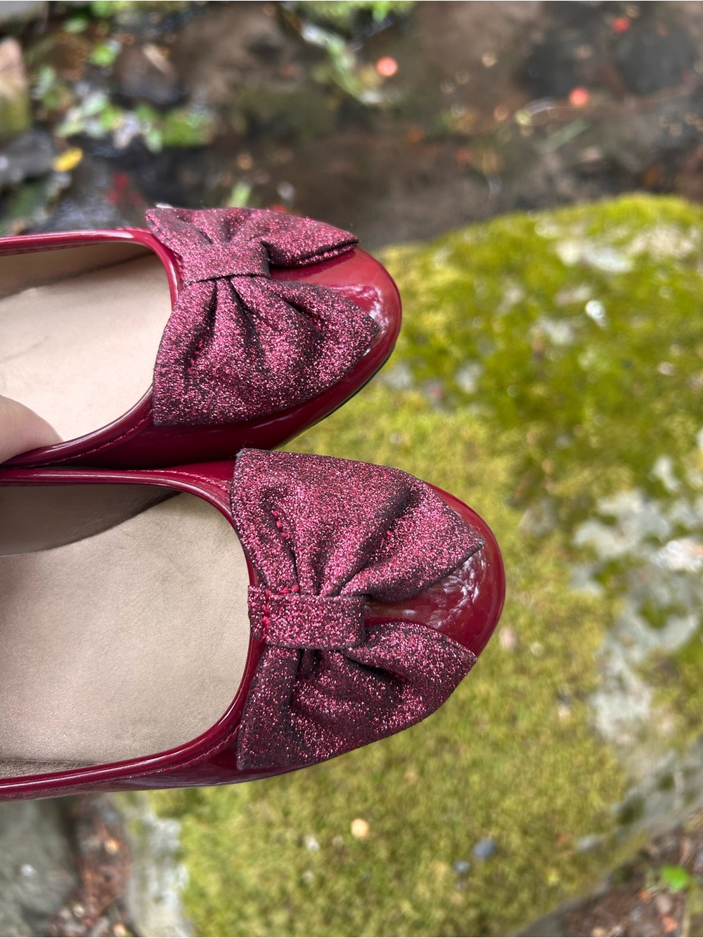 SUGAR - Girls Red Glitter Bow Ankle-Strap Flats - Picture 7 of 9